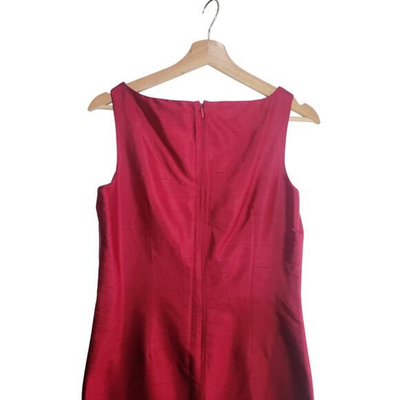 Casual Corner Cocktail Dress sz 4 VINTAGE 90s 100% Silk Wine Red Sleeveless - Picture 2 of 7